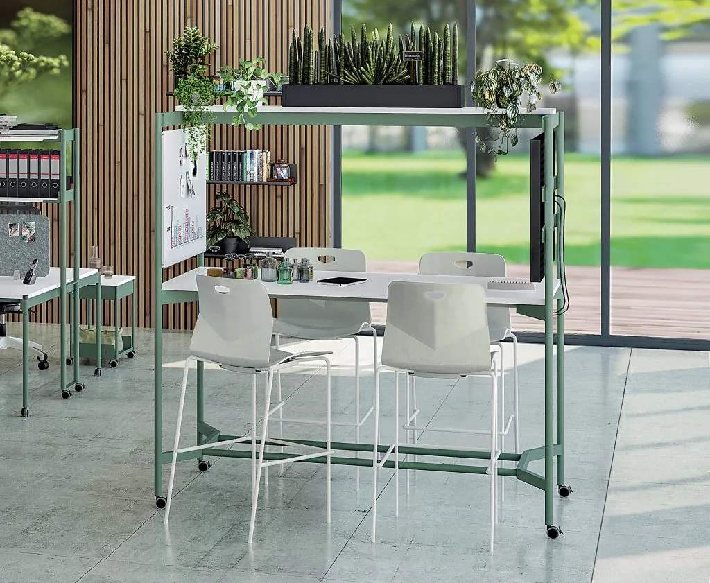 Tables hautes et espaces collaboratifs Elki, vue 2