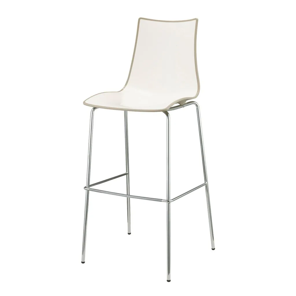 Tabouret Zebra Bicolore h.80/h.65 châssis chromé, vue 6