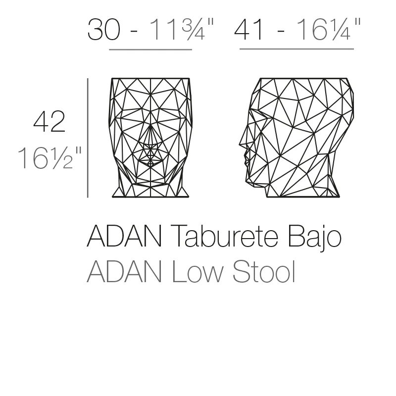 Tabouret Adan, vue 3