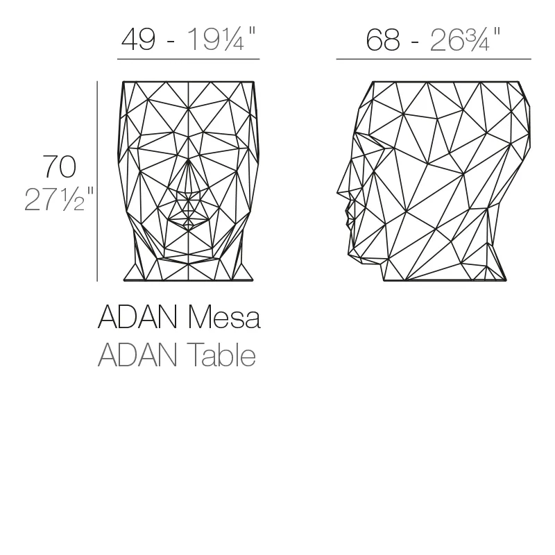 Adan table 49x68x70, vue 3