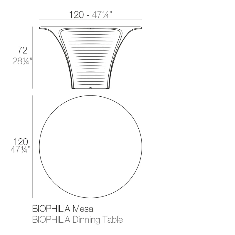 Biophilia table 120x72, vue 3