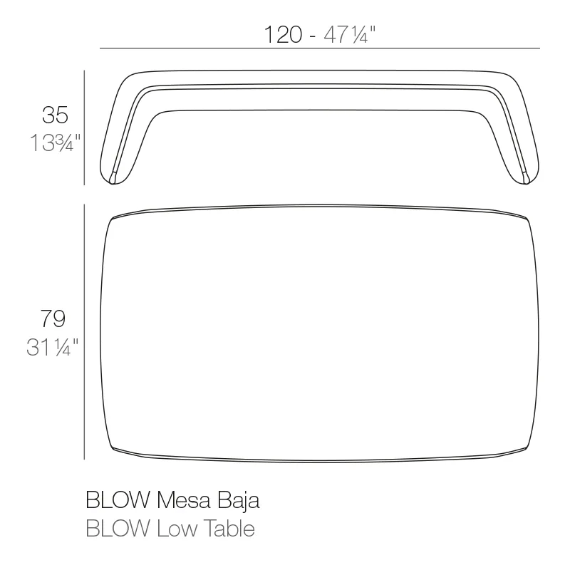 Blow – table basse 120x79x35, vue 5