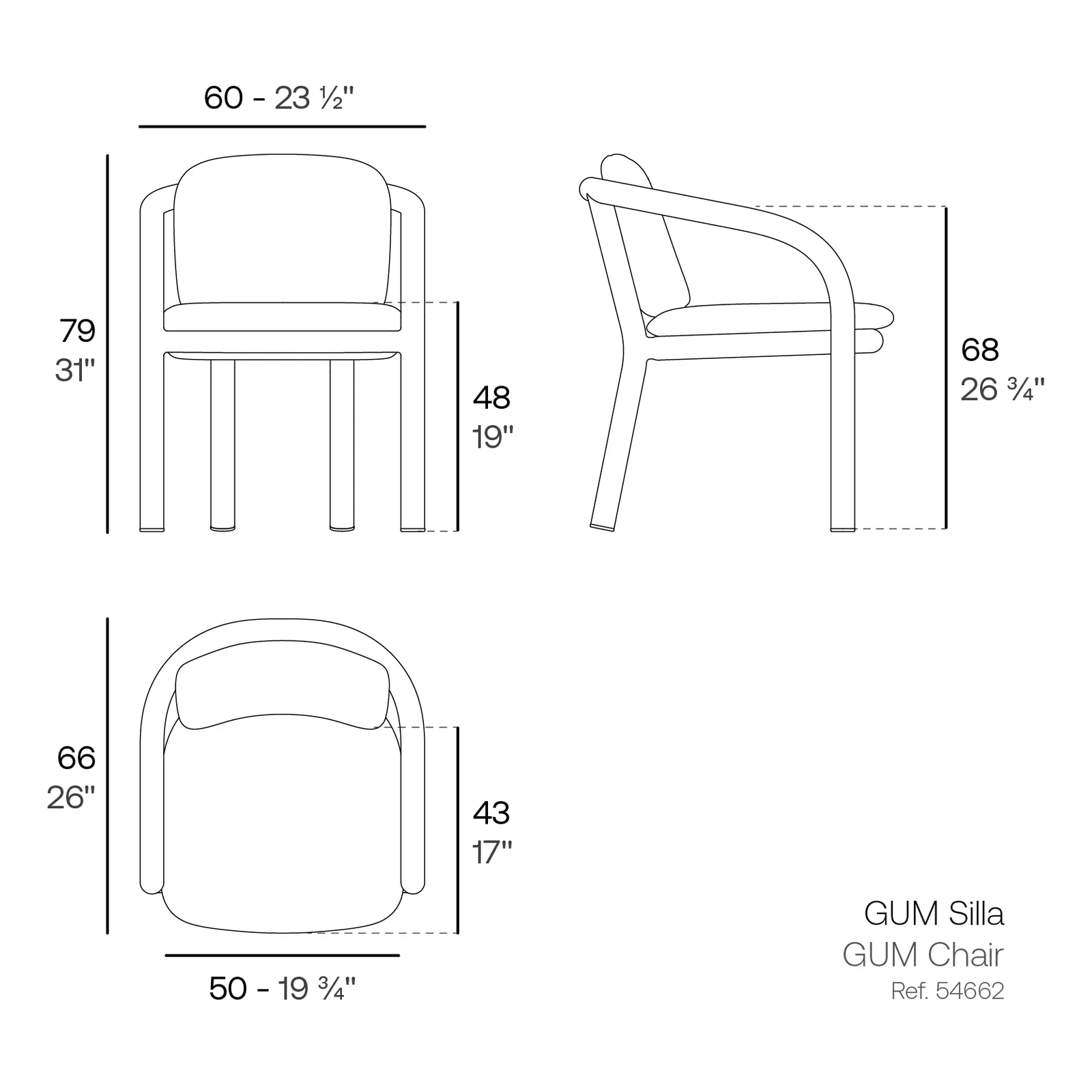 Chaise Gum/mel, vue 6