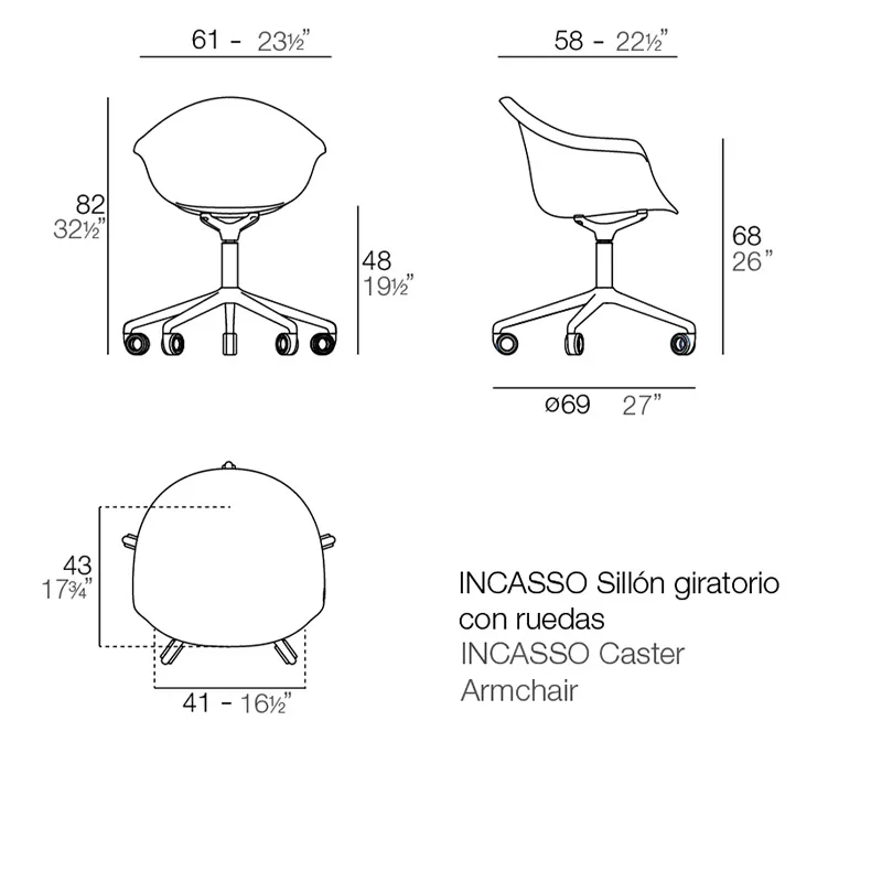 Fauteuil pivotant à roulettes Incasso, vue 6