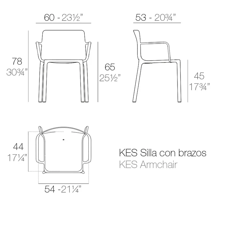 Chaise Kes avec accoudoirs, vue 2