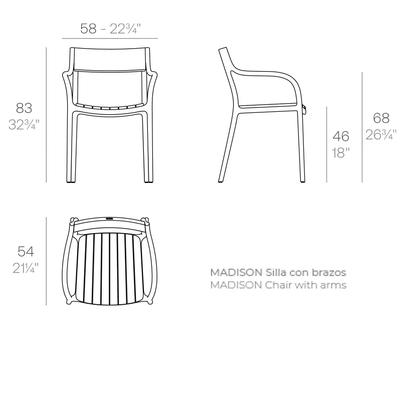 Chaise Madison lattes, vue 5