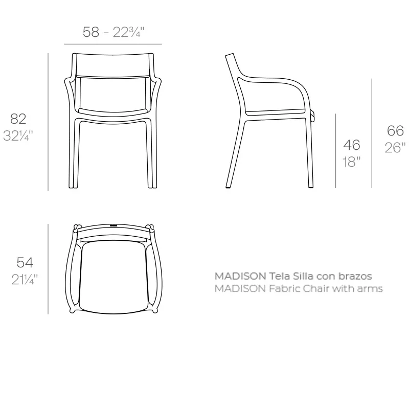 Chaise Madison rembourrée, vue 5