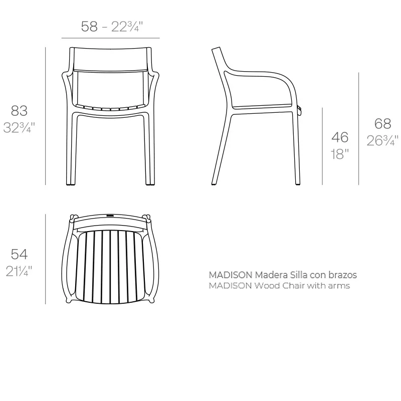 Chaise Madison bois, vue 5