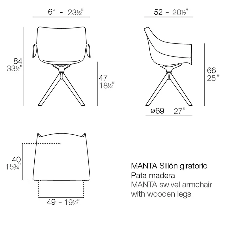 Fauteuil pivotant Manta, vue 2