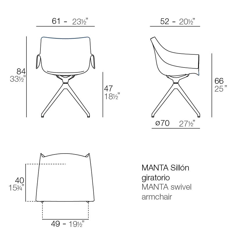 Fauteuil pivotant Manta, vue 3
