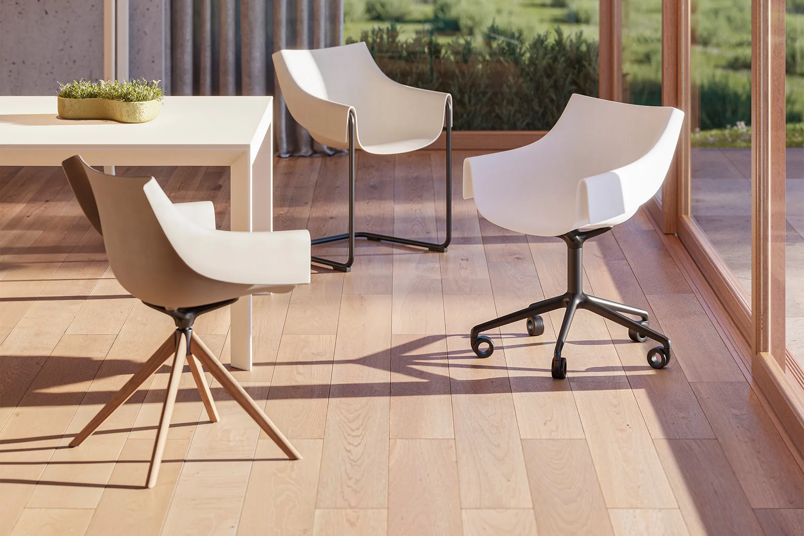 Fauteuil pivotant à roulettes Manta, vue 2
