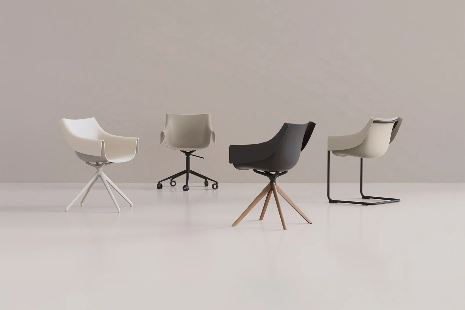 Fauteuil pivotant piètement bois Manta