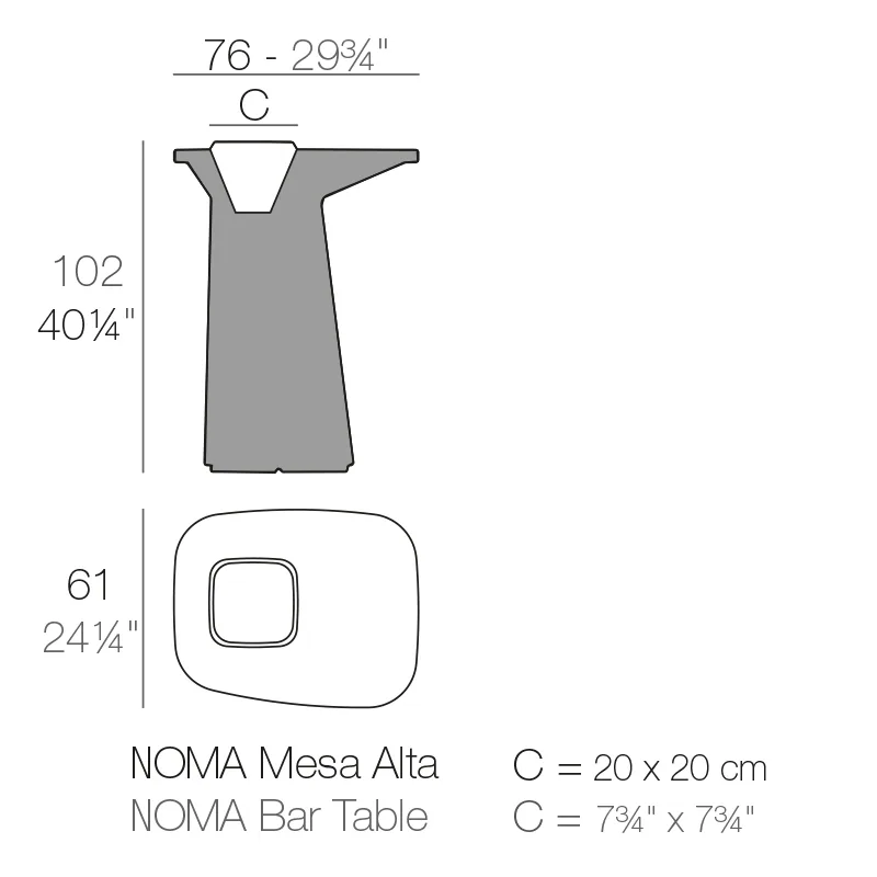 Noma – table de bar, vue 3