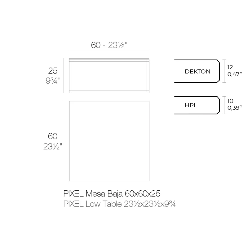 Pixel – table basse, vue 3