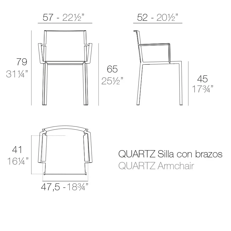 Chaise Quartz avec accoudoirs, vue 6