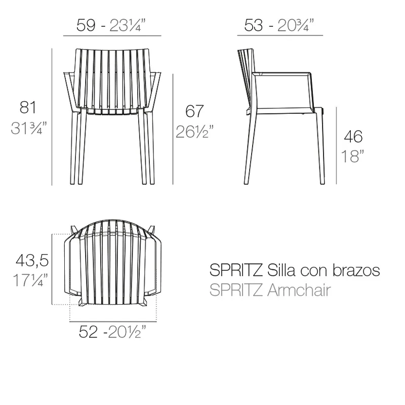Chaise Spritz avec accoudoirs
