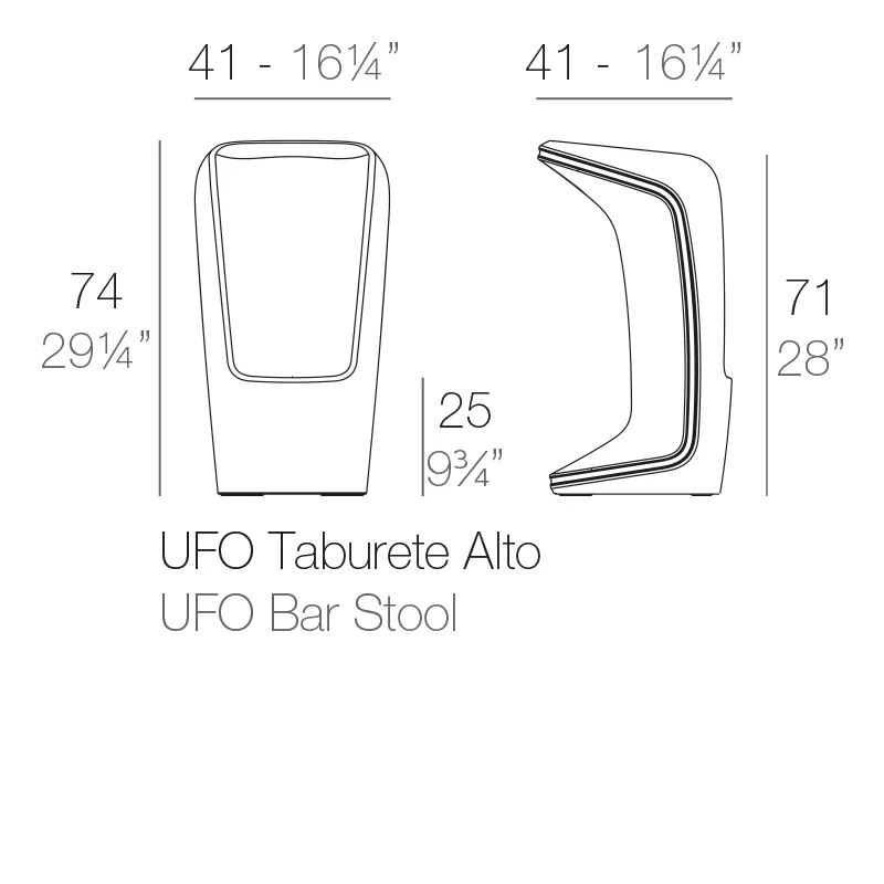 Tabouret Ufo bar, vue 3