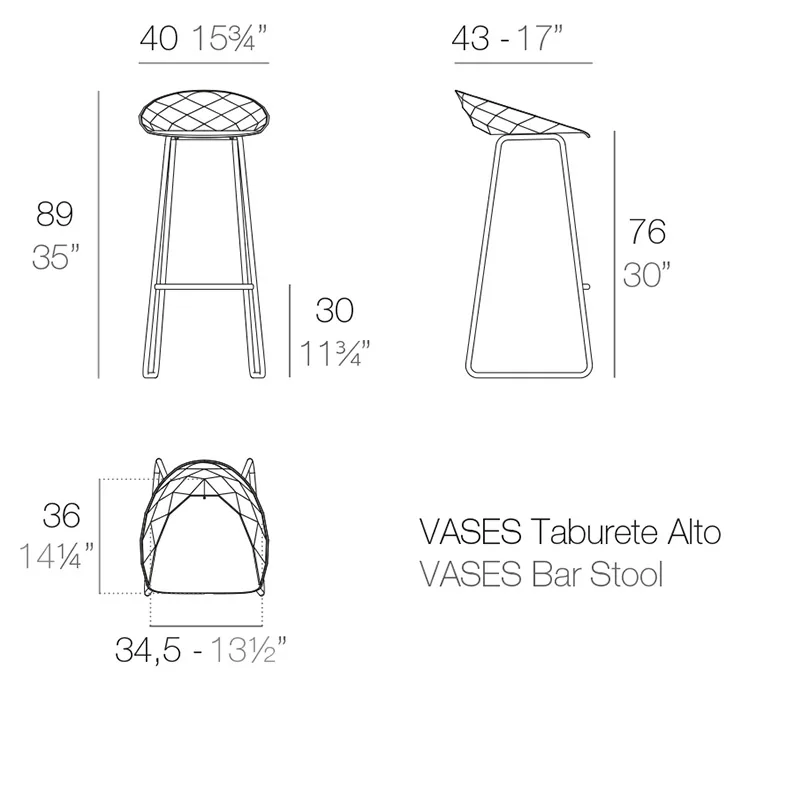 Tabouret Vases bar, vue 2