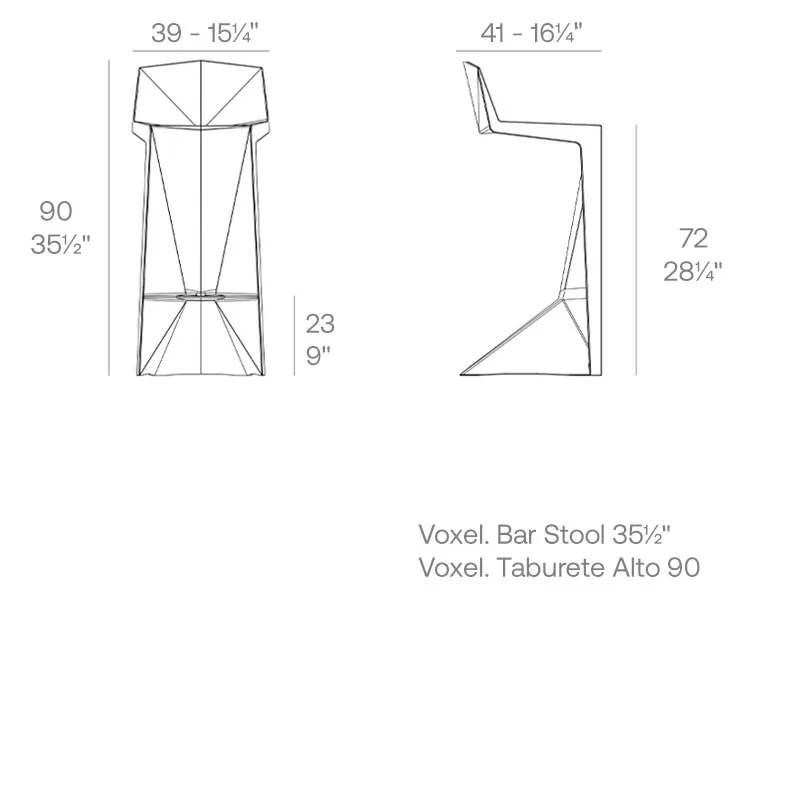 Tabouret Voxel bar, vue 3