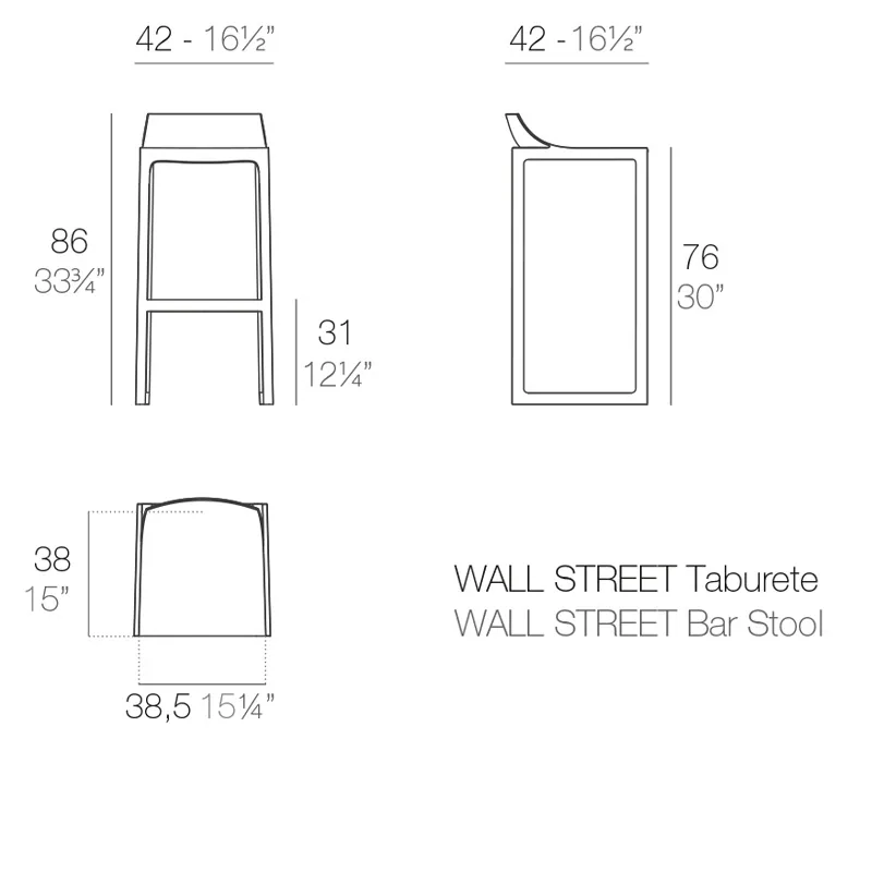 Tabouret Wall Street, vue 4