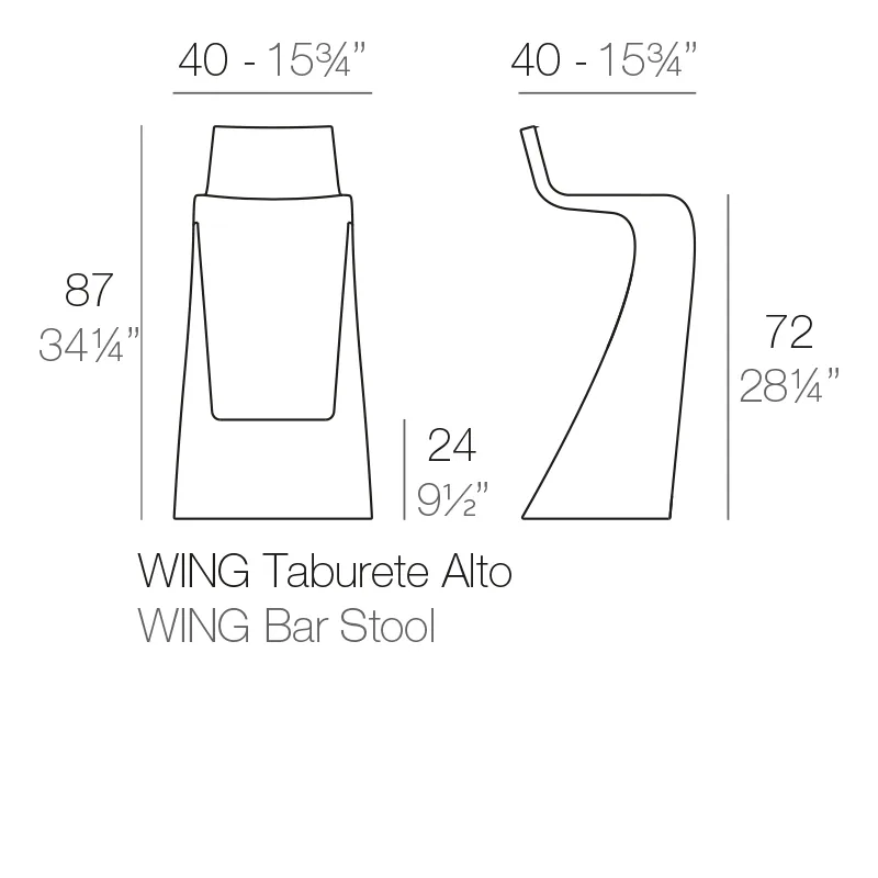 Tabouret Wing bar, vue 3
