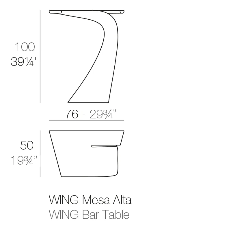 Wing – table de bar 50x76x100, vue 6